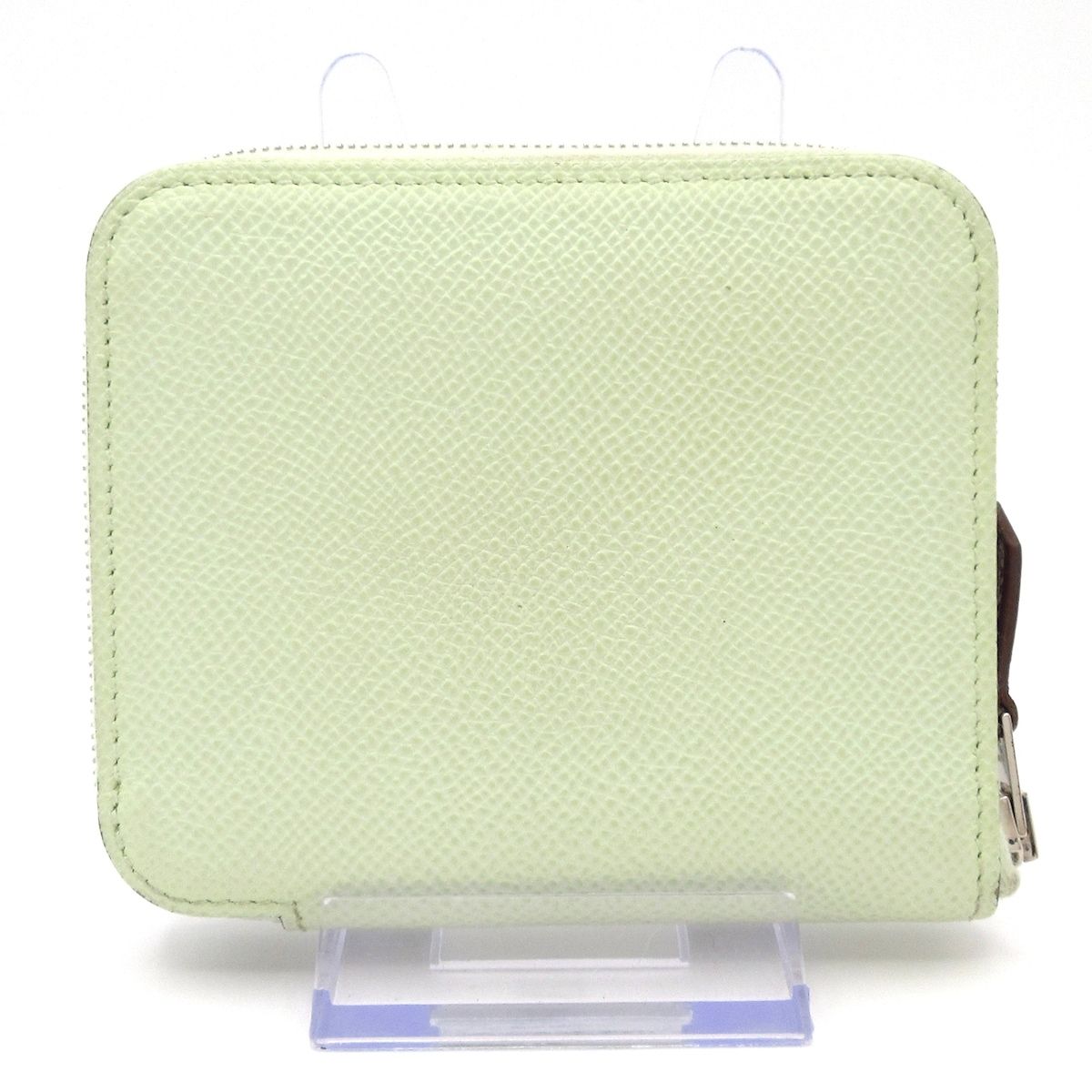 Hermes Coin Case Azap Compact Silk in Vert Fizz Zip Around Silver — view 2
