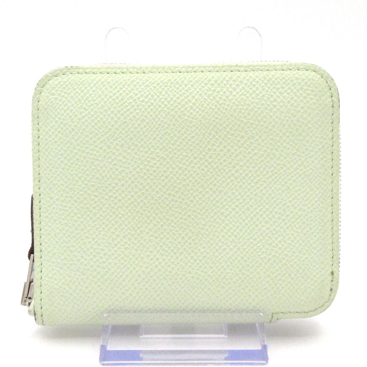 Hermes Coin Case Azap Compact Silk in Vert Fizz Zip Around Silver