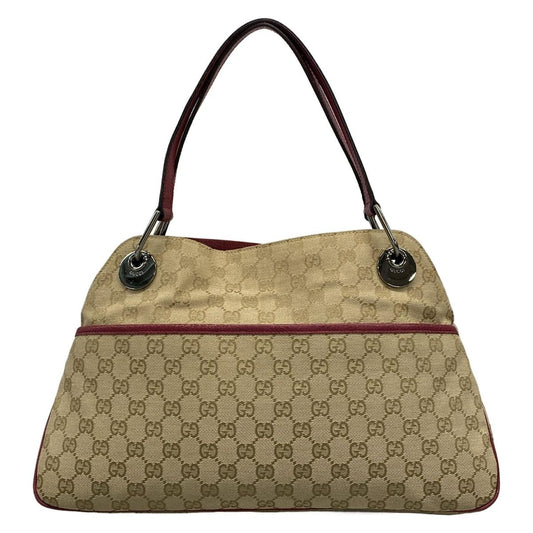 Gucci Tote Eclipse Beige Dark Brown Bordeaux Leather