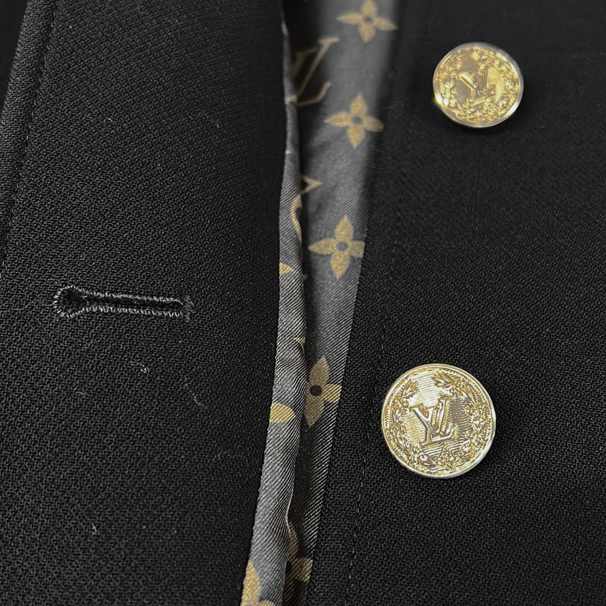 Louis Vuitton Jacket 36 LV Button Officer Uvf Black Long Sleeve Spring Autumn — view 9