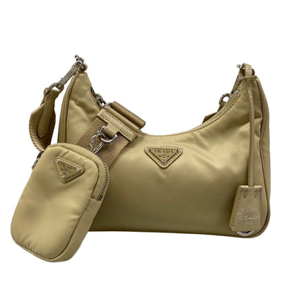 Prada Shoulder Bag Edition Re-Nylon Beige Strap Removable