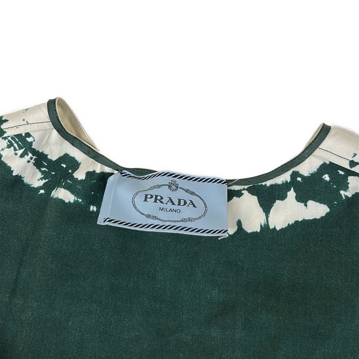 Prada Dress 38 Green White Sleeveless Ribbon Pleats Cotton — view 8