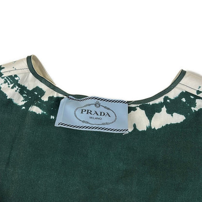 Prada Dress 38 Green White Sleeveless Ribbon Pleats Cotton — view 8