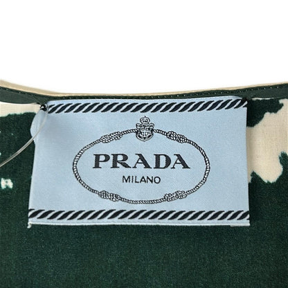 Prada Dress 38 Green White Sleeveless Ribbon Pleats Cotton — view 3