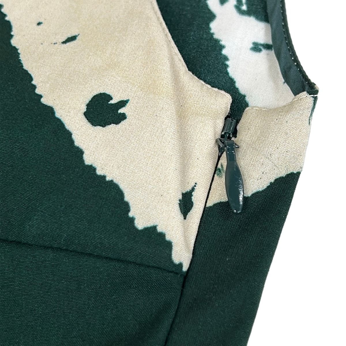 Prada Dress 38 Green White Sleeveless Ribbon Pleats Cotton — view 9