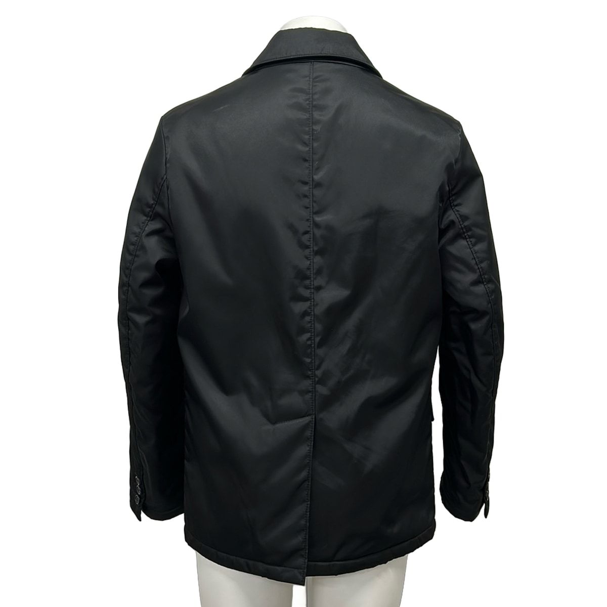 Prada Jacket 44 Hooded Tailored Black Silver Re-Nylon — view 2