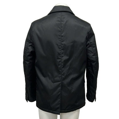 Prada Jacket 44 Hooded Tailored Black Silver Re-Nylon — view 2
