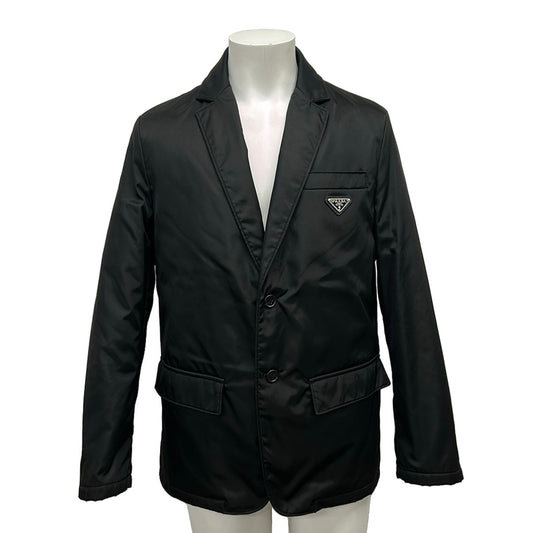 Prada Jacket 44 Hooded Tailored Black Silver Re-Nylon
