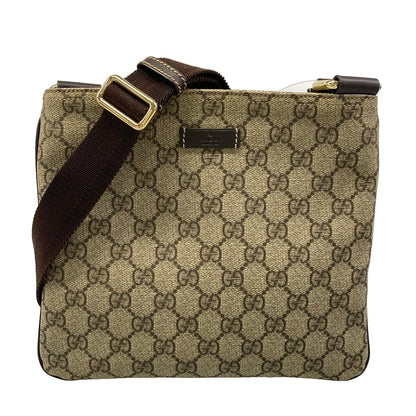 Gucci Shoulder Bag GG Supreme Beige Dark Brown