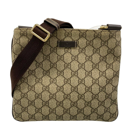 Gucci Shoulder Bag GG Supreme Beige Dark Brown