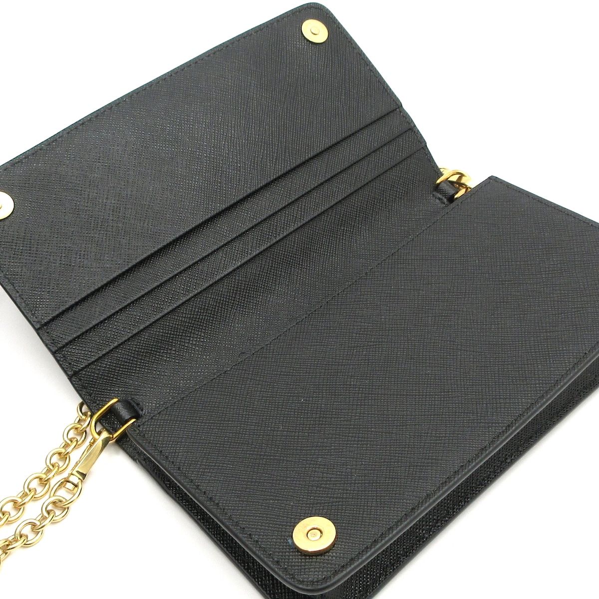 Prada Wallet Black Gold Chain Leather — view 3