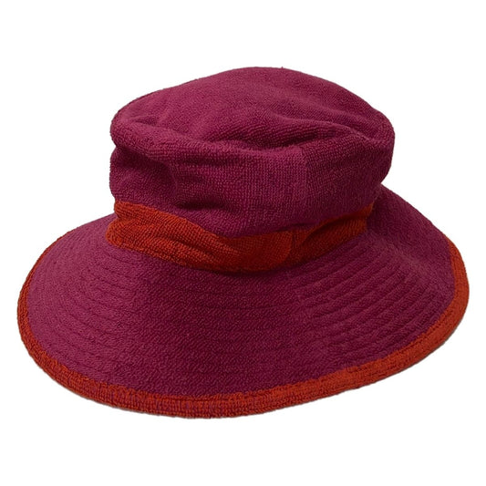 Hermes Hat 56 Bordeaux Brown Embroidery Flower Cotton