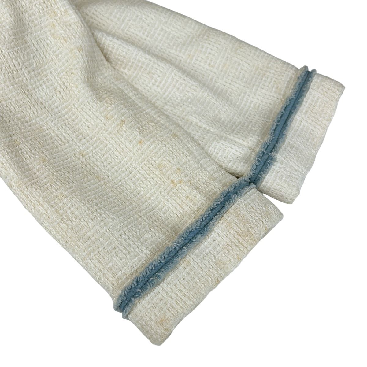 Chanel Jacket 34 Ivory Light Blue Long Sleeve Tweed Autumn Winter Cotton — view 5