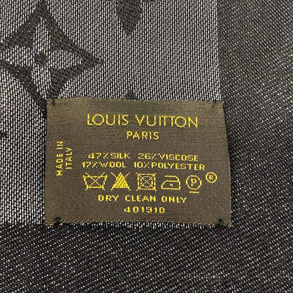 Louis Vuitton Shawl Monogram Shine Noir Wool Silk Scarf — view 2