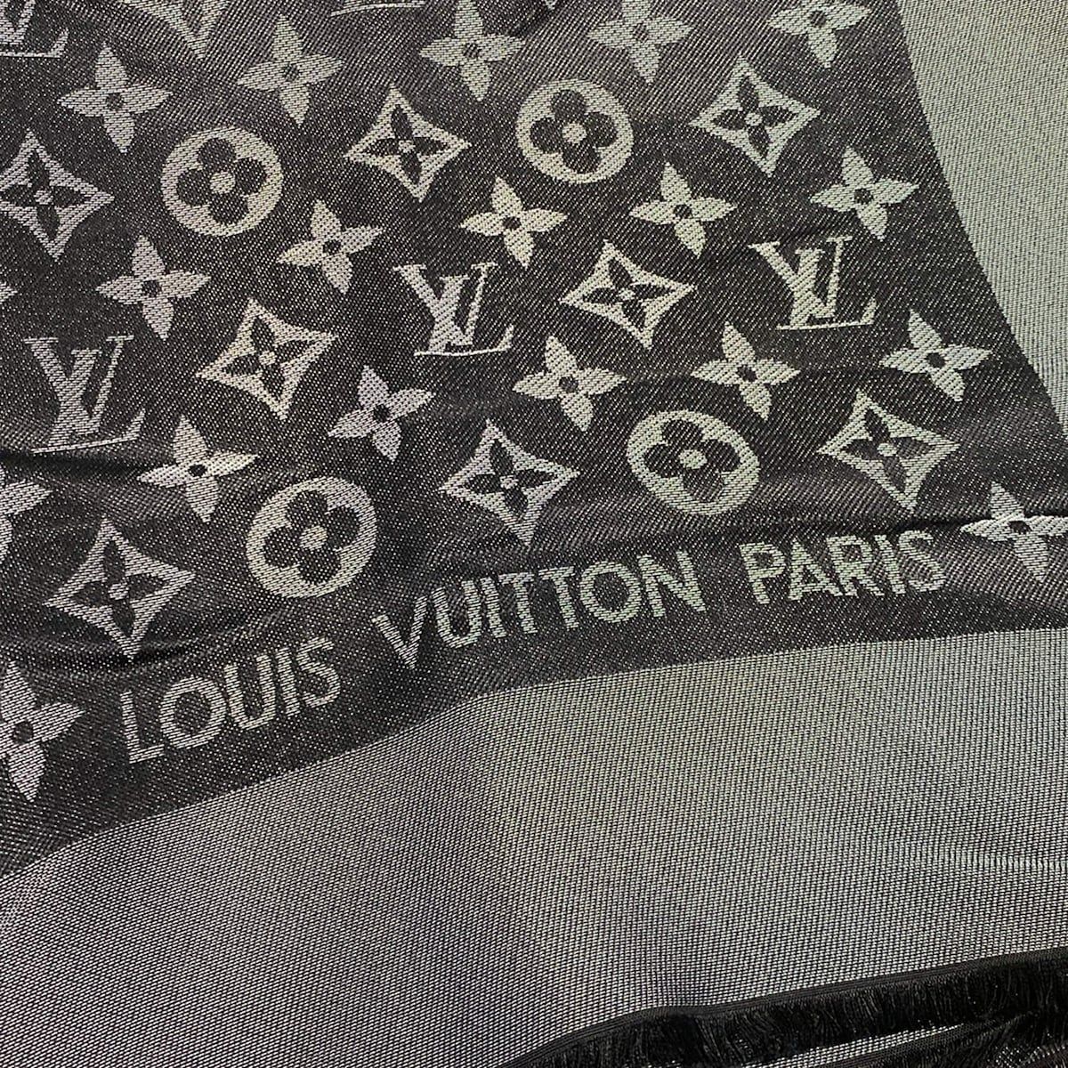 Louis Vuitton Shawl Monogram Shine Noir Wool Silk Scarf — view 4