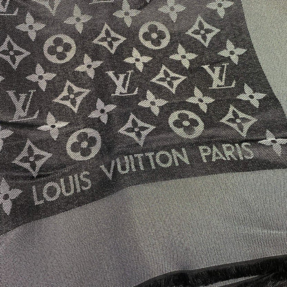 Louis Vuitton Shawl Monogram Shine Noir Wool Silk Scarf — view 4