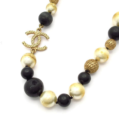 Chanel Necklace CC Logo Ivory Black Gold — view 3