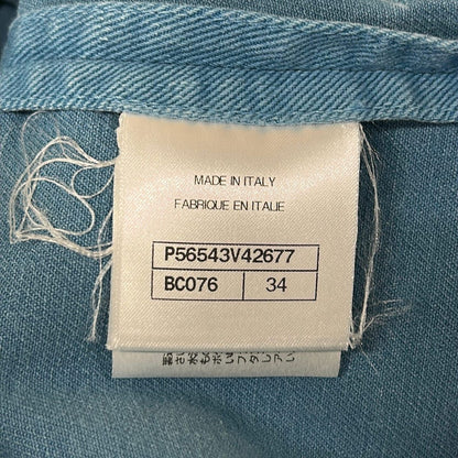Chanel Jacket 34 Blue 3/4 Sleeve Denim Zip Up CC Logo Button Spring Autumn — view 4