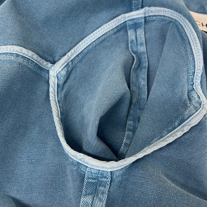 Chanel Jacket 34 Blue 3/4 Sleeve Denim Zip Up CC Logo Button Spring Autumn — view 9