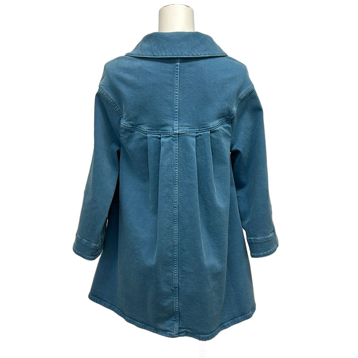 Chanel Jacket 34 Blue 3/4 Sleeve Denim Zip Up CC Logo Button Spring Autumn — view 2