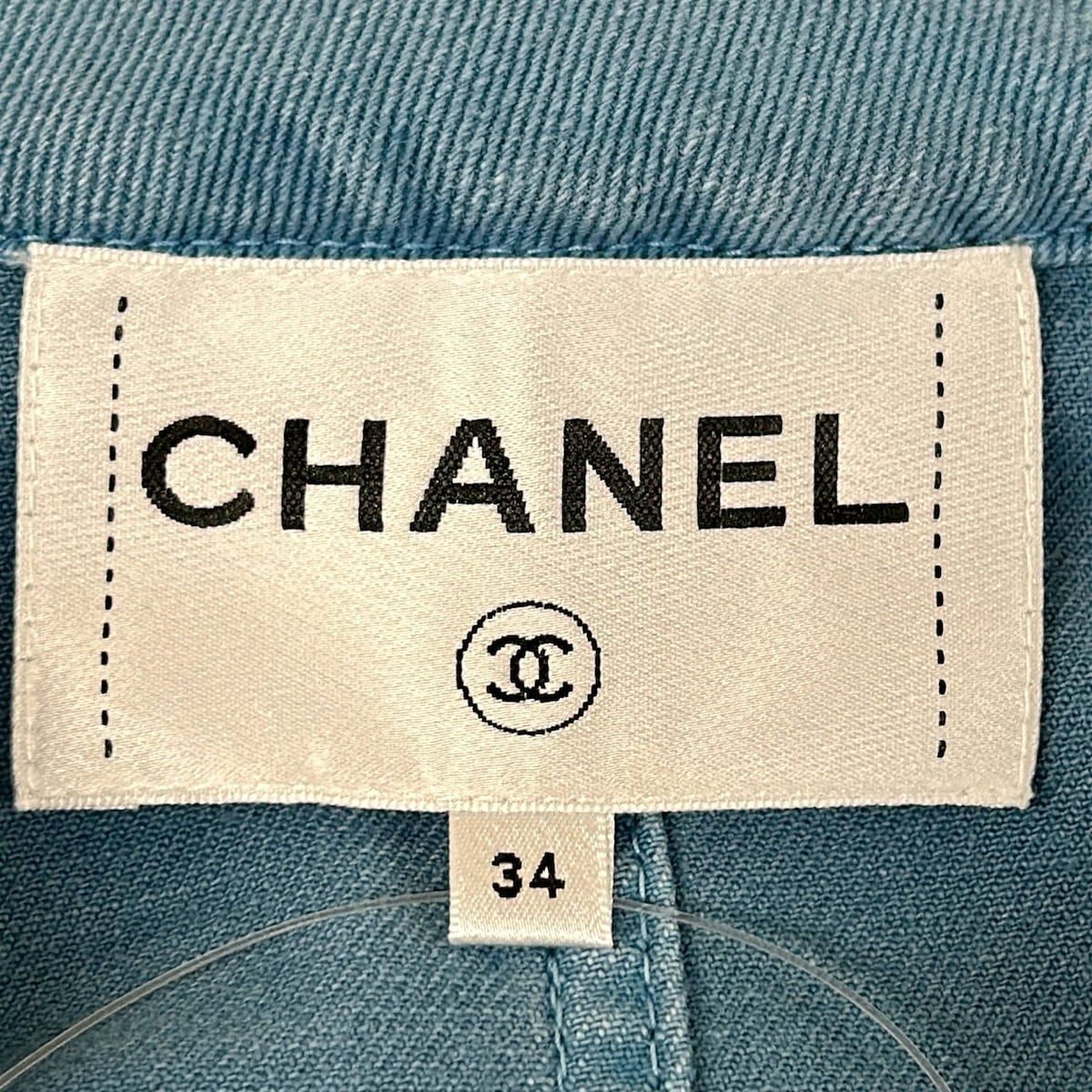 Chanel Jacket 34 Blue 3/4 Sleeve Denim Zip Up CC Logo Button Spring Autumn — view 3