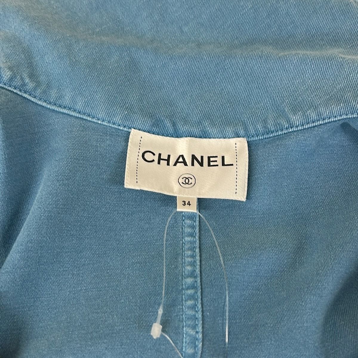 Chanel Jacket 34 Blue 3/4 Sleeve Denim Zip Up CC Logo Button Spring Autumn — view 8