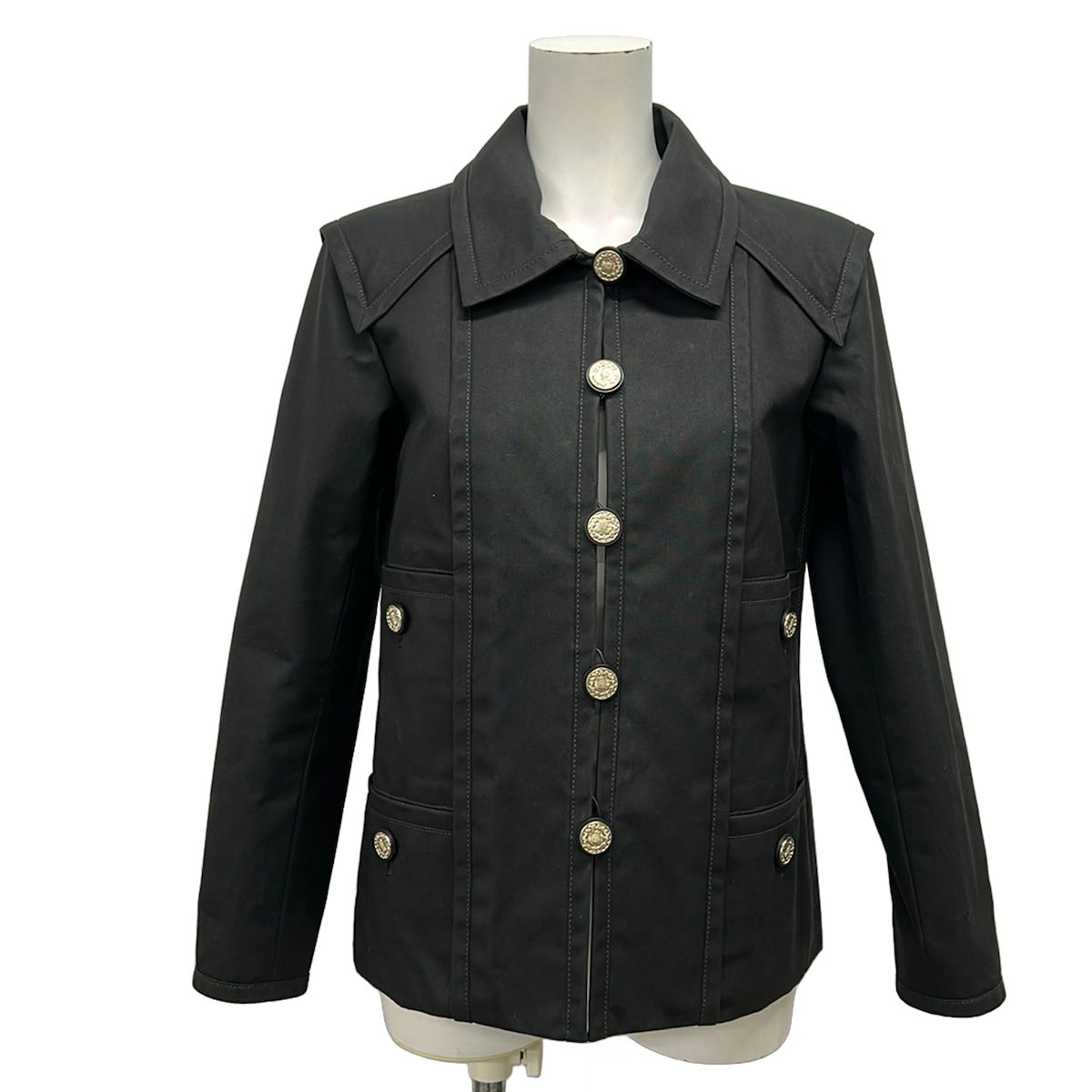 Chanel Jacket 34 Black Long Sleeve Spring Autumn Cotton