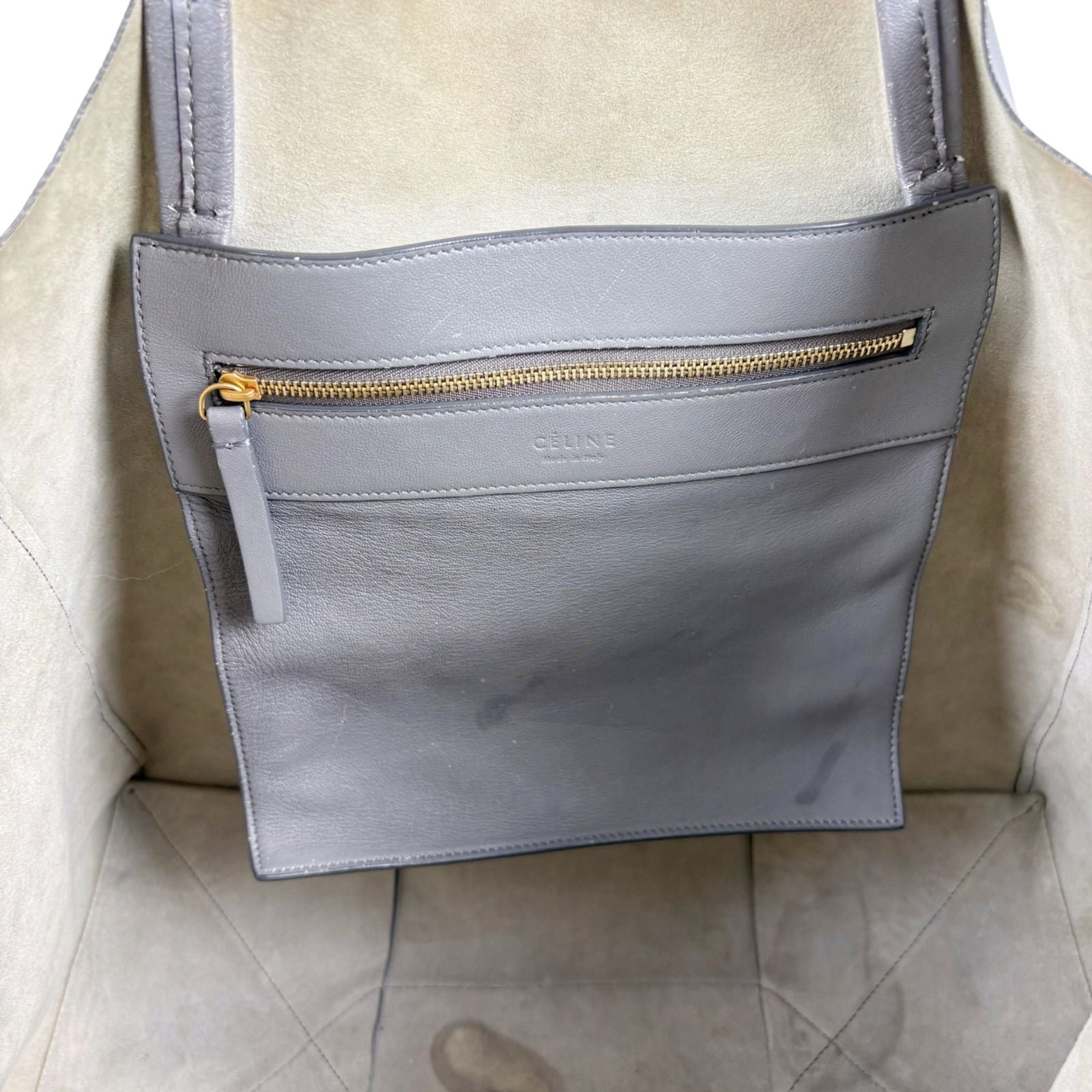 Celine Horizontal Cover Tote Light Gray Leather Shoulder Bag — view 8