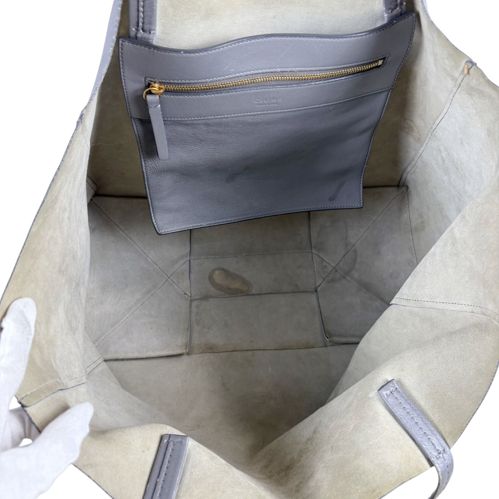 Celine Horizontal Cover Tote Light Gray Leather Shoulder Bag — view 7