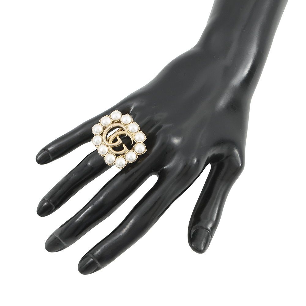 Gucci Ring Crystal Double Logo Metal Faux Pearl XS — view 4