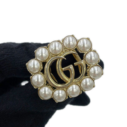 Gucci Ring Crystal Double Logo Metal Faux Pearl XS — view 7