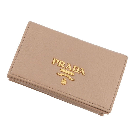 Prada Card Case Logo Leather Wallet Business