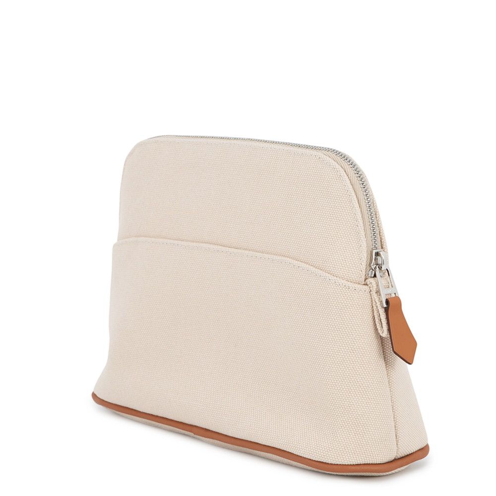 Hermes Pouch Bolide Mini Beige Silver Canvas Case — view 2