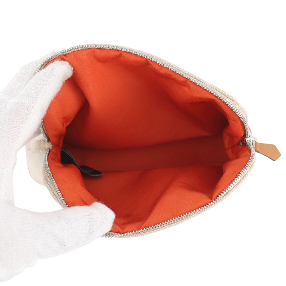 Hermes Pouch Bolide Mini Beige Silver Canvas Case — view 4