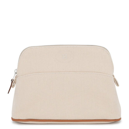 Hermes Pouch Bolide Mini Beige Silver Canvas Case