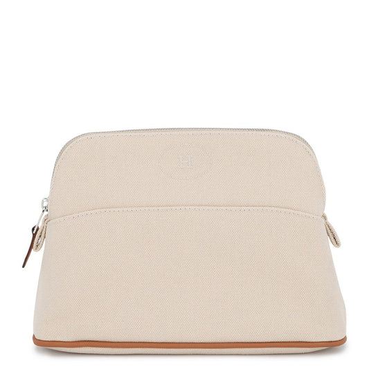 Hermes Pouch Bolide Mini Beige Silver Canvas Case