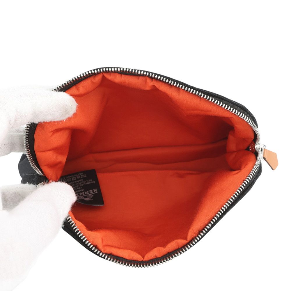 Hermes Pouch Bolide Mini Black Silver Canvas — view 4