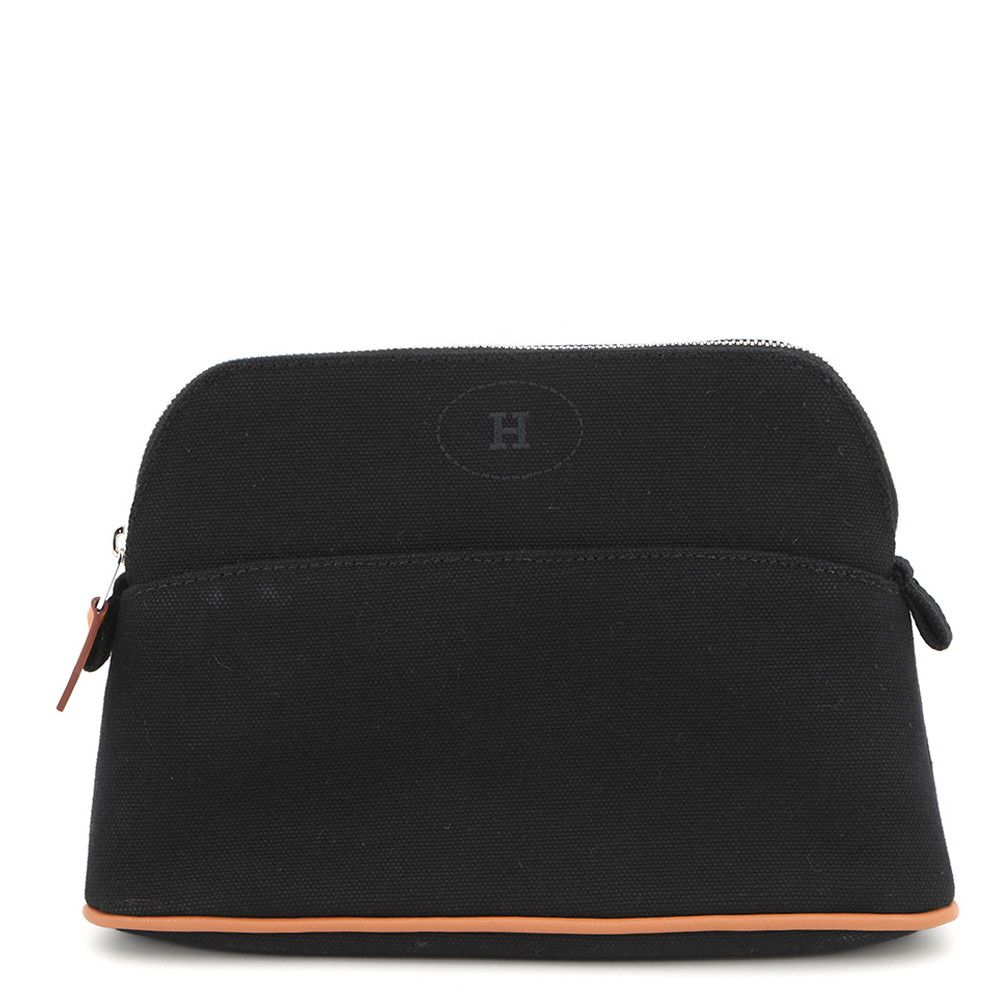 Hermes Pouch Bolide Mini Black Silver Canvas