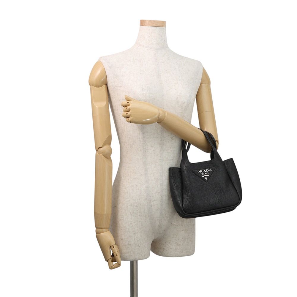 Prada Vitello Daino Logo Leather Mini Bag Black — view 4