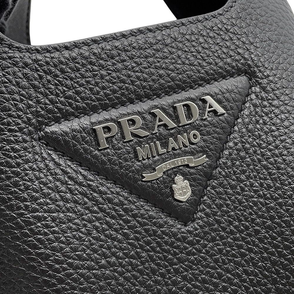 Prada Vitello Daino Logo Leather Mini Bag Black — view 6