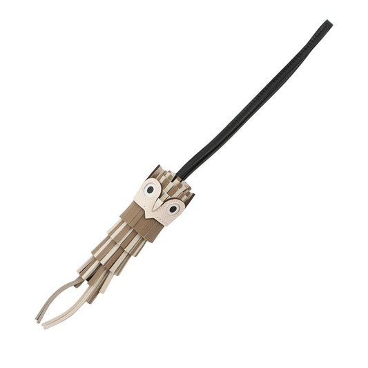 Hermes Bag Charm Chouette Nata Beige Marfa Black Cles Blanc Lambskin Owl