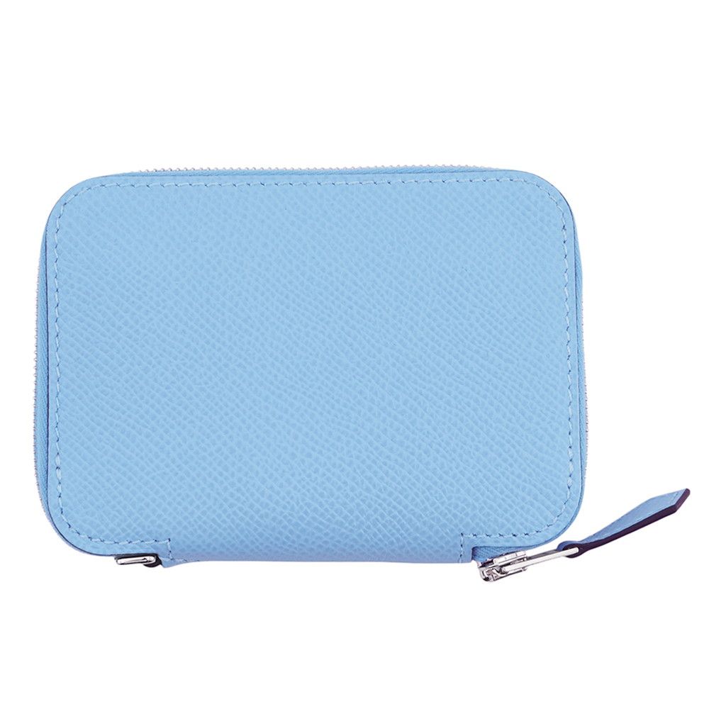 Hermes Coin Case Macaron Compact Celeste Silver Epsom — view 3