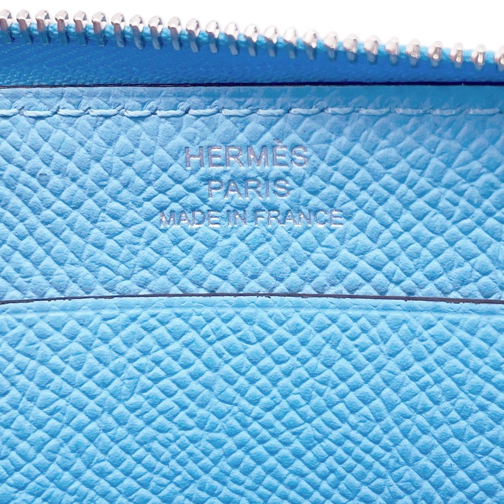 Hermes Coin Case Macaron Compact Celeste Silver Epsom — view 6