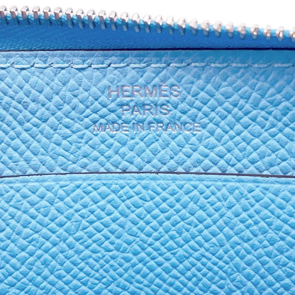 Hermes Coin Case Macaron Compact Celeste Silver Epsom — view 6