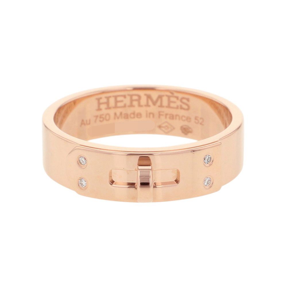 Hermes Ring Kelly PM Diamond Total 18k Pink Gold