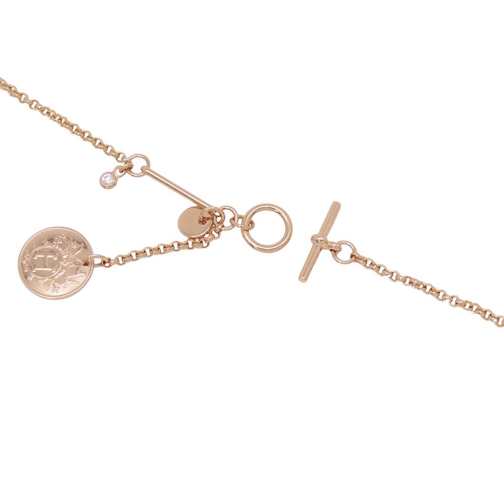 Hermes Necklace Exlibris PM Diamond 18k Pink Gold Pendant — view 5