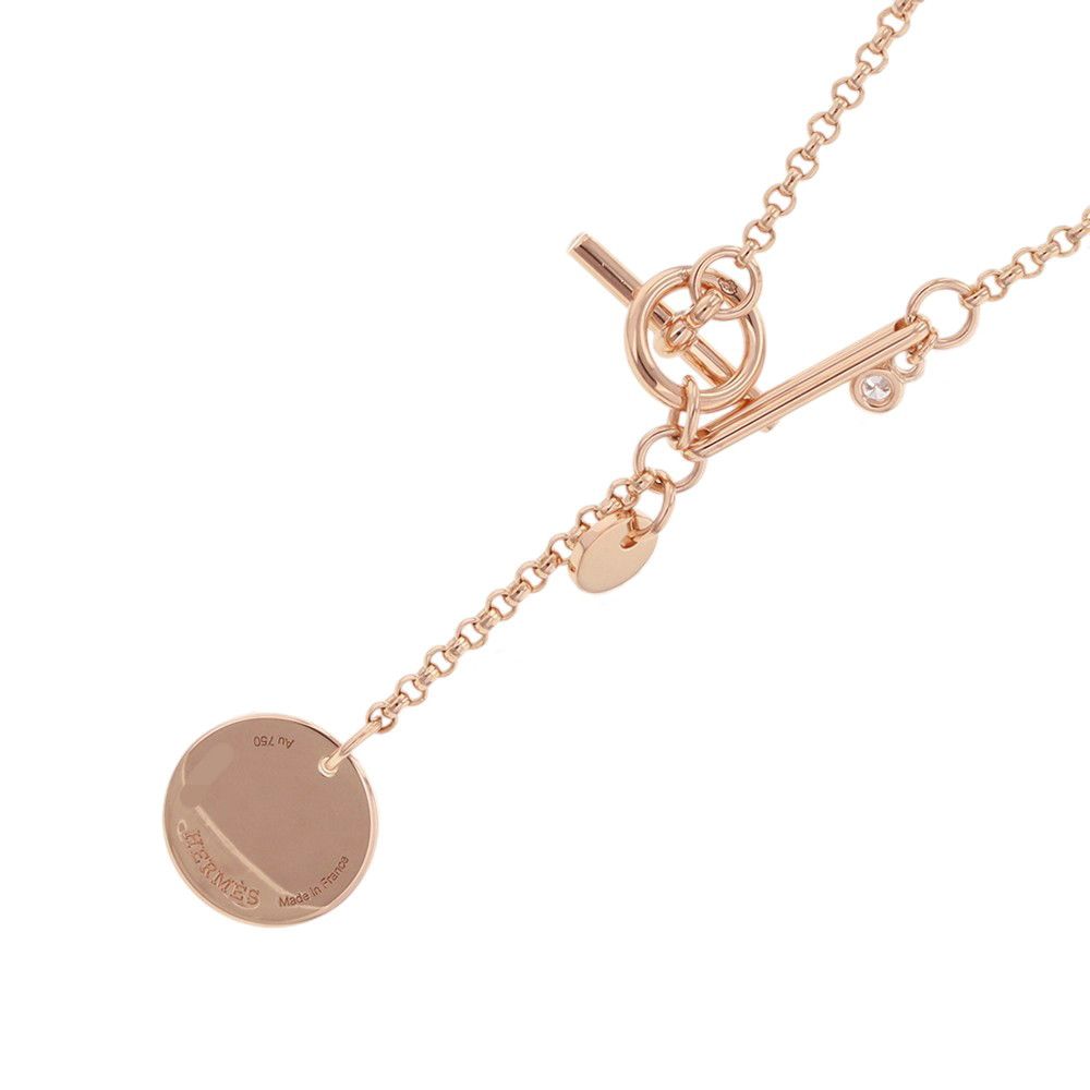 Hermes Necklace Exlibris PM Diamond 18k Pink Gold Pendant — view 3