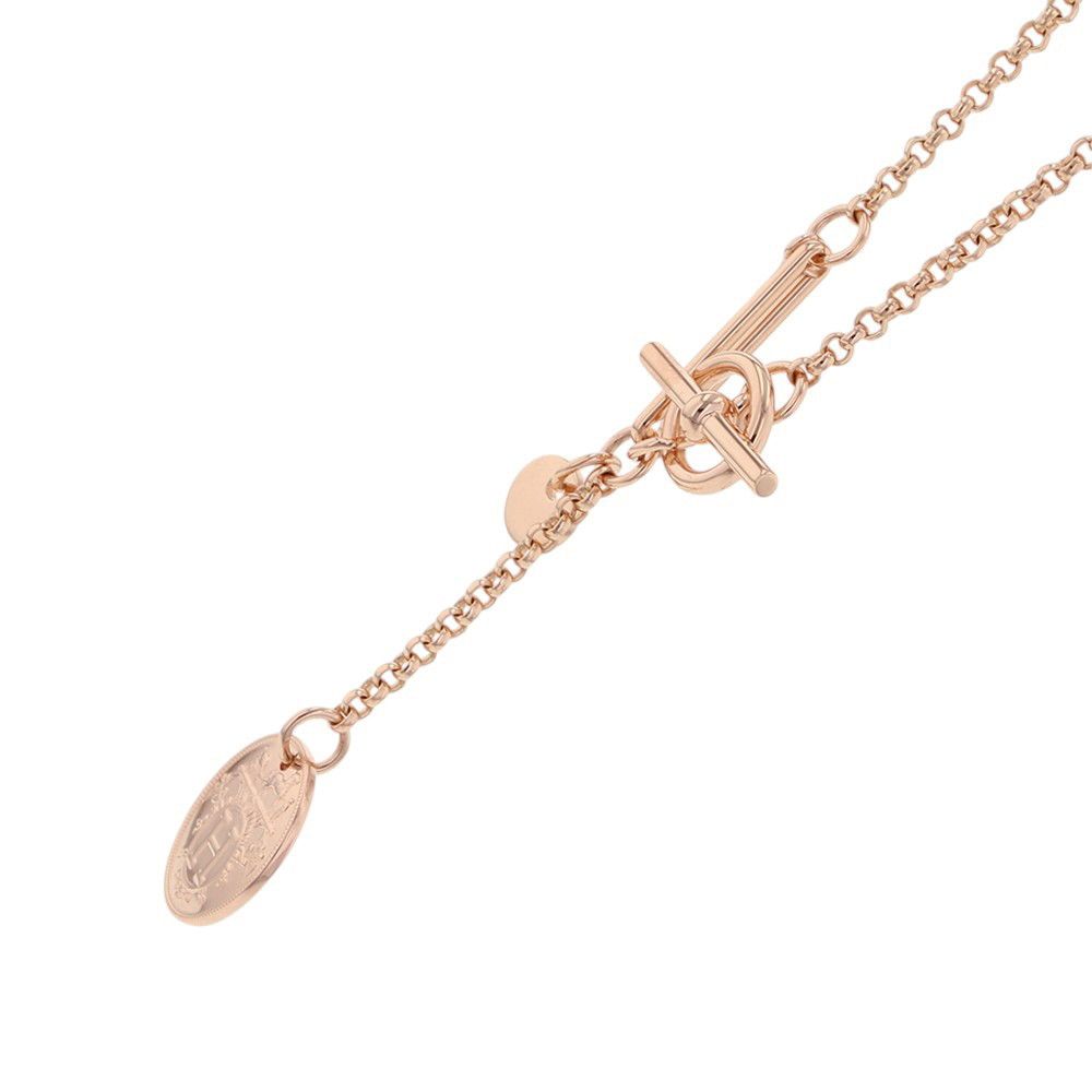 Hermes Necklace Exlibris PM Diamond 18k Pink Gold Pendant — view 2