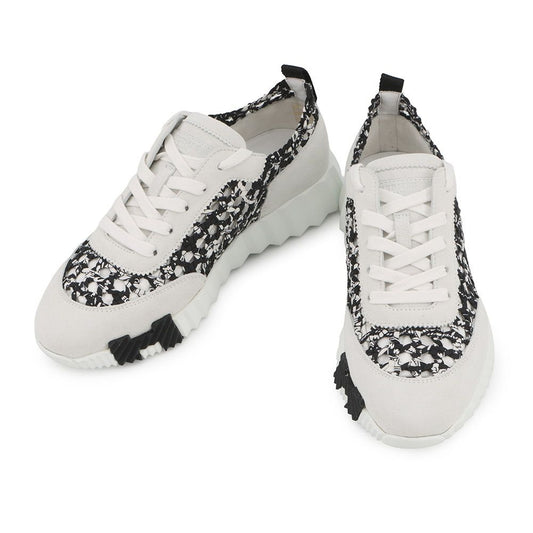 Hermes Sneakers Bouncing Silk Tresse Unprime 37 Shoes White Black