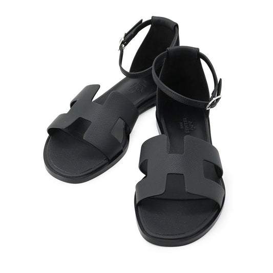 Hermes Sandals Santorini Epsom 38 Shoes Black